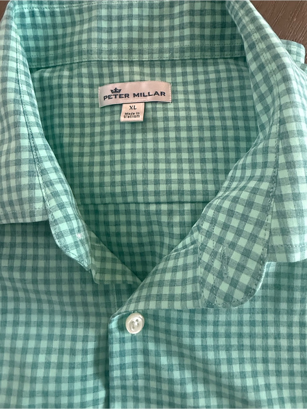 Peter Millar Mint Green Gingham Button-Down Shirt